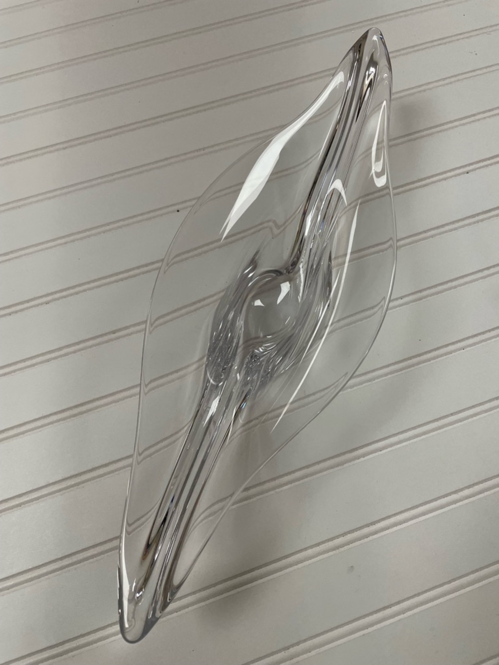 Vintage Retired Baccarrat Crystal Long Elongated Sculptural Bowl Made in France